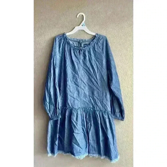 Gap Long-Sleeve Tiered All-Day Jean Dress for Girls Size XXL - Picture 1 of 7